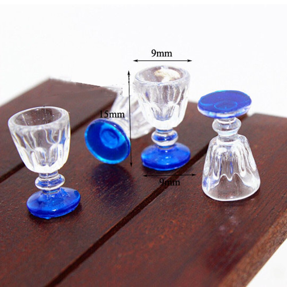 4Pcs 1/12 Dollhouse Miniature Accessories Mini Resin Wine Glasses Simulation Goblet Model Toys for Doll House Decoration