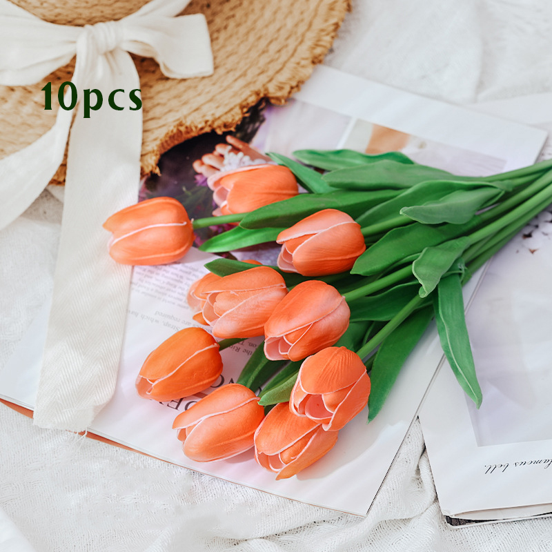 10 stk kunstig tulipanbukett hjem hagedekorasjon bukett bryllup brudebukett festlig fest håndverk vase plantedekorasjoner: Fiolett/紫罗兰