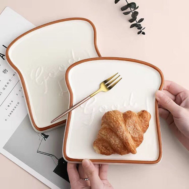 Toast Bread Shaped Plato Ceramica Cute Flower Shape Salad Dessert Snack Sushi Plates Dinner Butter Baker Dishes
