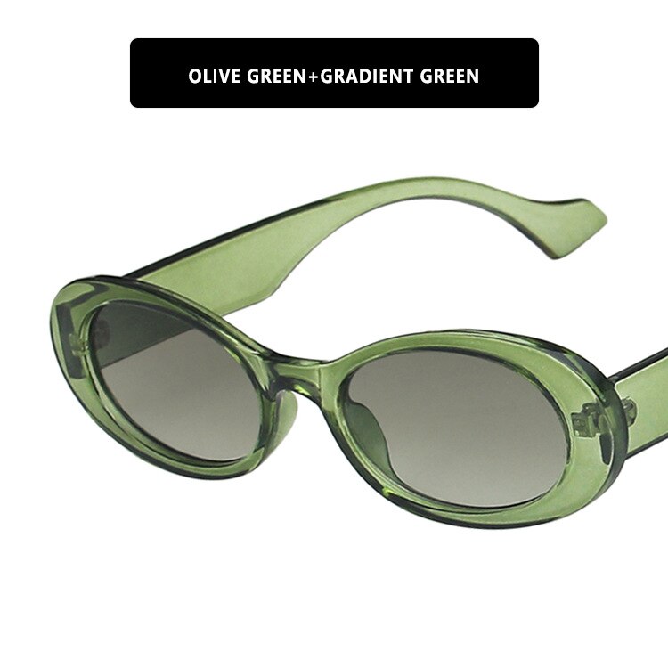Yooske vintage ovale zonnebril voor dames en heren, retro merk kleine zonnebril, gradiënt ronde bril  uv400: Groente