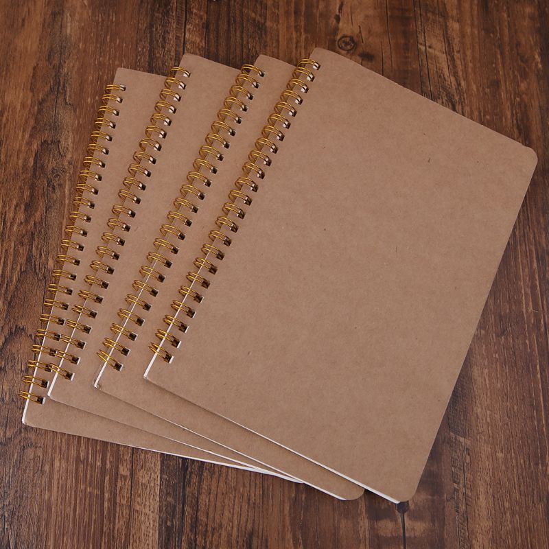 A5 Bullet Notebook Kraft Dot Grid Time Management Blank Book Spiral Journal Weekly Planner School Office Supplies