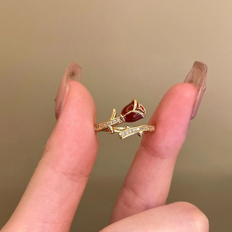 LATS Vintage gótico rojo cristal Cruz geometría anillos abiertos para mujeres Y2k Punk Grunge joyería accesorios: Plata