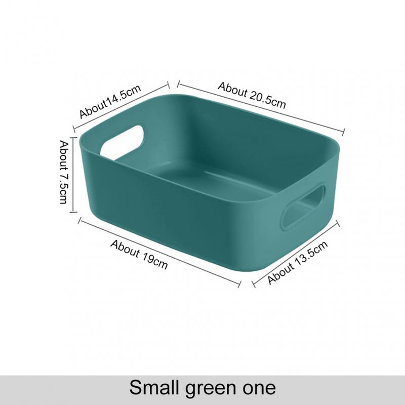 Storage Basket With Handle Cosmetic Storage Box Desktop Sundries Plastic Organizer Household Makeup Kitchen Storage Container: green S