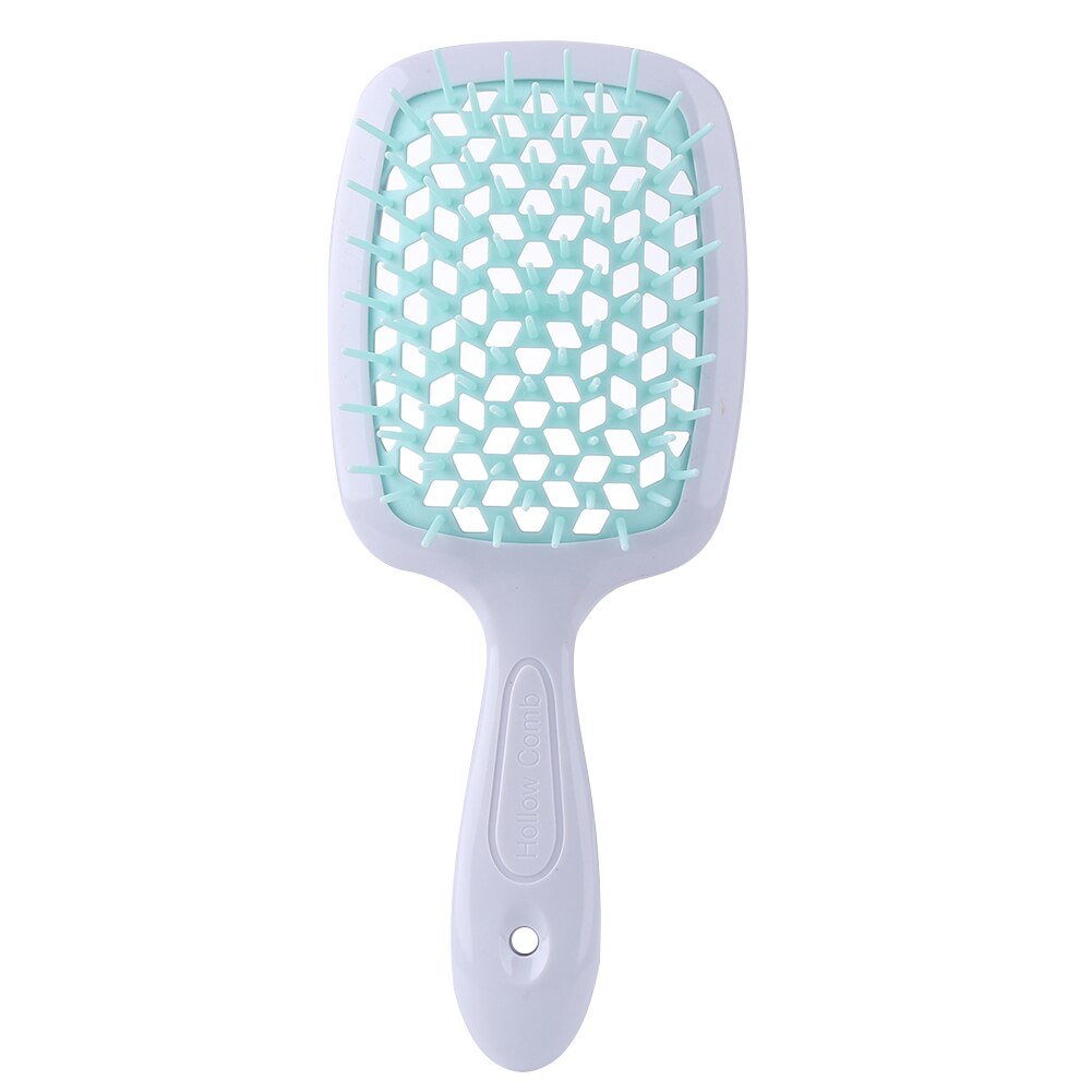 Cepillo de pelo enredado para niña, peines de pelo de dientes anchos, placa grande, masaje del cuero cabelludo, ahuecamiento, herramienta transparente para salón en casa: Green