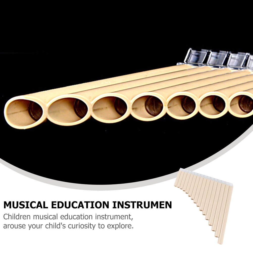 1 Set Portable 18-pipe Pan Flute Panpipe for Beginners (Beige)
