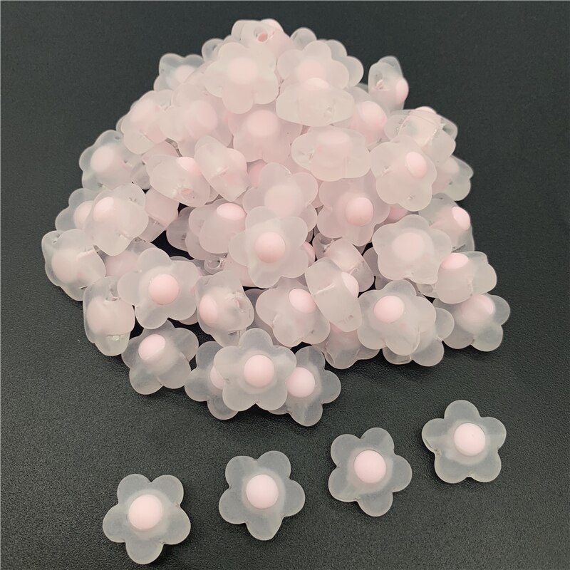 15pcs/Lot 17mm Acrylic Spaced Beads Transparent Flower Shape Beads For Jewelry Making DIY Necklace Earrings Accessories: Pink