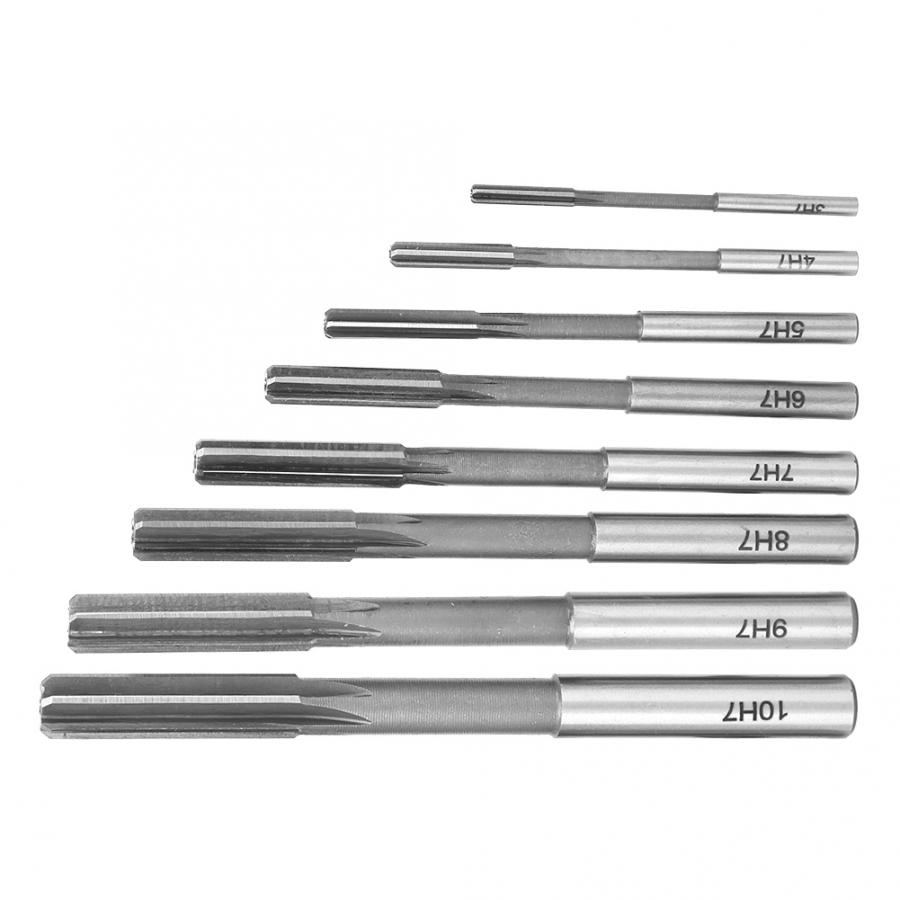 8Pcs Opspannen Ruimer 3/4/5/6/7/8/9/10Mm gat Ruimer Hoge Snelheid Staal Hoge Nauwkeurigheid Rechte Schacht Ruimer