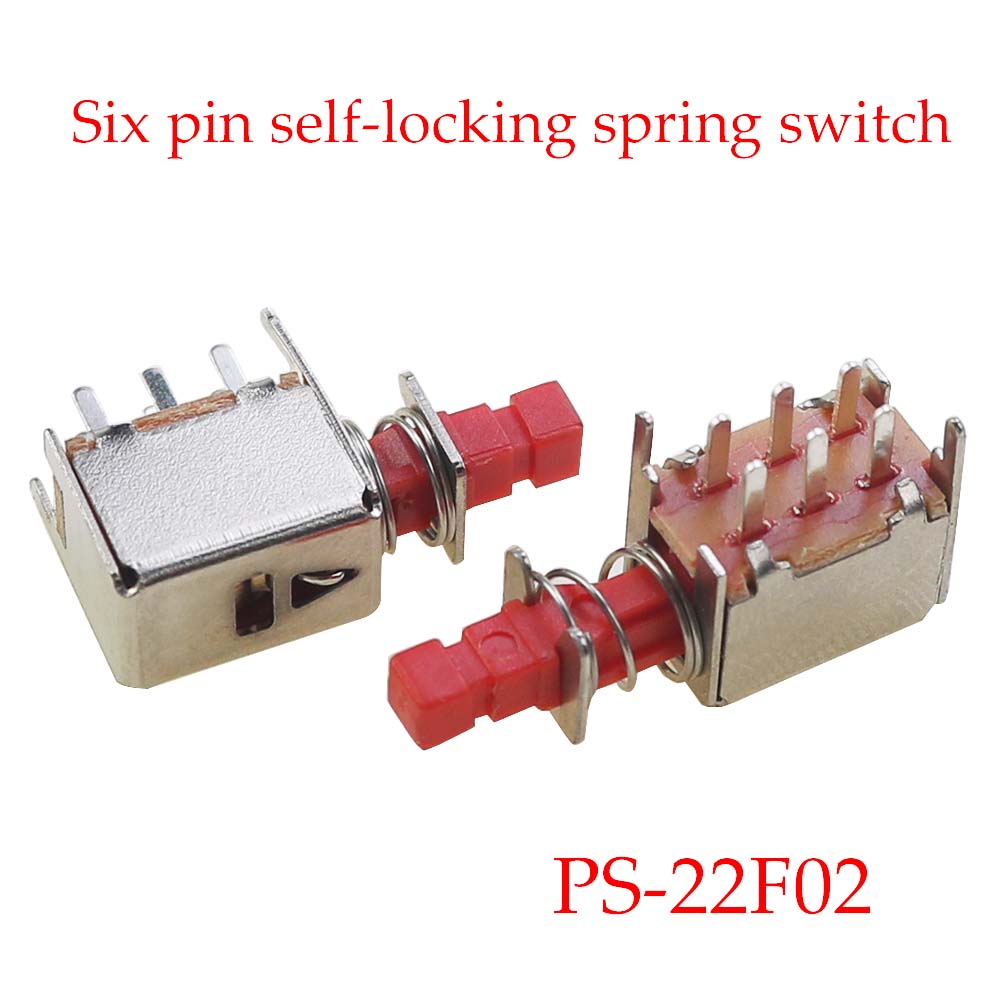 PS-22F03 Right Angle PCB Latching Push Button Switch with Cap DPDT Double Pole Self/No-Locking Key Power Switches 6Pin A03: 4XL / Blue