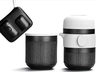 Anti-skoldning te sæt keramik tekop udendørs bærbar tekande tekop te hurtig kop til caming bilrejser: Tesæt -9
