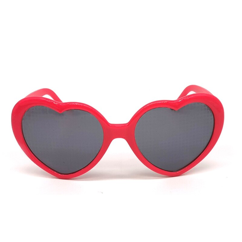 Magic Love Special Effect Glasses Girls Sunglasses Light Source to Love Romantic Love Glasses: Red