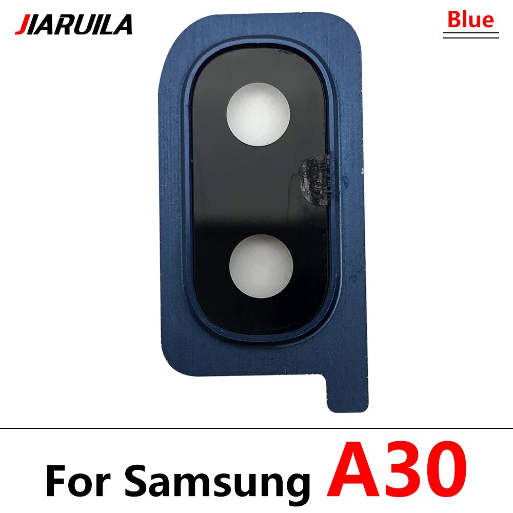 Back Camera Glass Lens + frame For Samsung Galaxy A10 A30 A40 Rear Housing Back Cover With Metal Frame Holder Replacemen: A30 blue