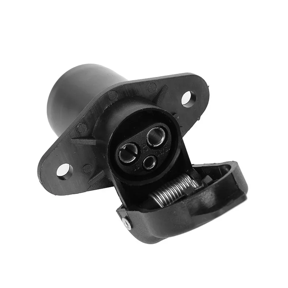 Socket 3-hole Socket 3 Socket Connector Truck Tractor 12V 12v 3 Pin Trailer Plug 12V Black Brand Plastic Truck Tractor