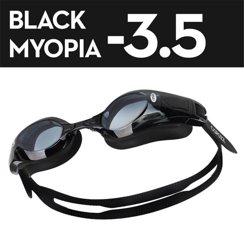 Copozz Zwembril Bijziendheid Anti Fog Uv Protecion Ondersteuning 0 -1.5 Tot-5 Zwemmen Bril Dioptrie Fit Voor volwassen Mannen Vrouwen: Myopia Black -3.5