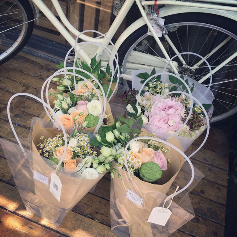 Transparante Pp Bloem Mand Waterdichte Bloem Verpakking Bloem Vouwen Handtas