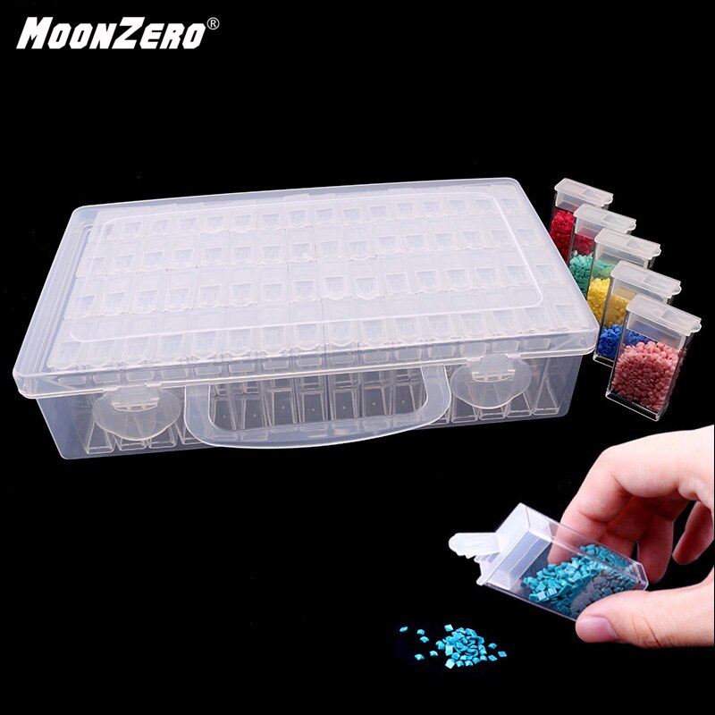 Diamant borduurwerk diamant schilderen tool! Daimond doorzichtige plastic opbergdoos, sieraden Boor Opbergdoos: 64 pieces