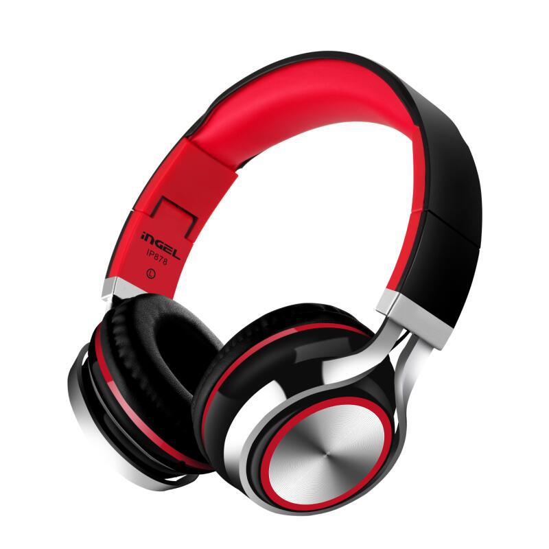 Casque filaire HD de 3.5mm, casque de musique pliable à fiche pour ordinateur PC, téléphone portable, pour filles: black red