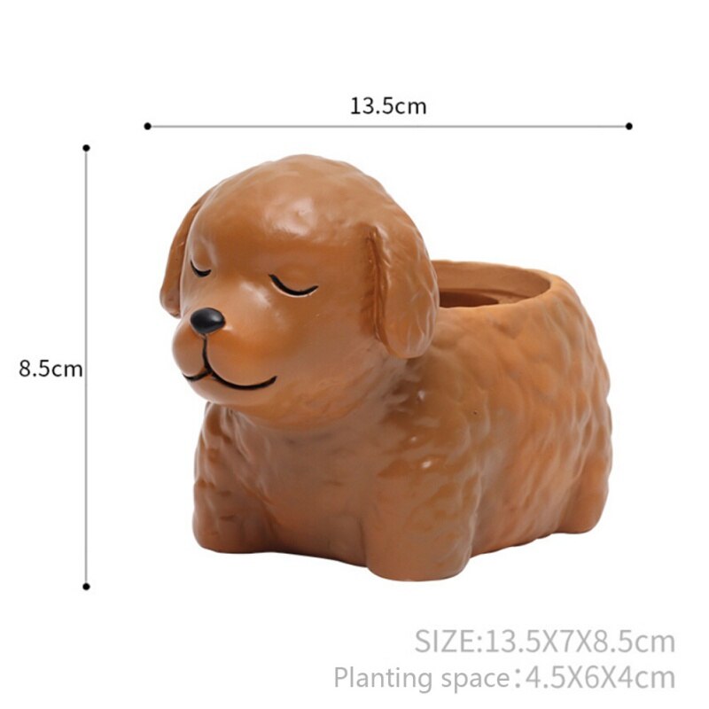 Cartoon Dogs Flower Vase Resin Succulent Animal Shaped Planter Flower Pot: 7