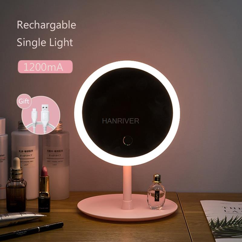 LED Makeup Mirror Backlit Circle Light Vanity Natural White Cosmetic Folding Adjustable Touch Screen Mirror Storage Base 3 Modes: 1 Mode Rechargable