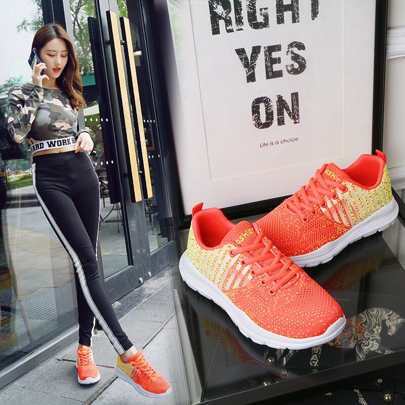 Zapatillas De tenis transpirables para Mujer, Zapatos deportivos cómodos con plataforma, De tejido ligero