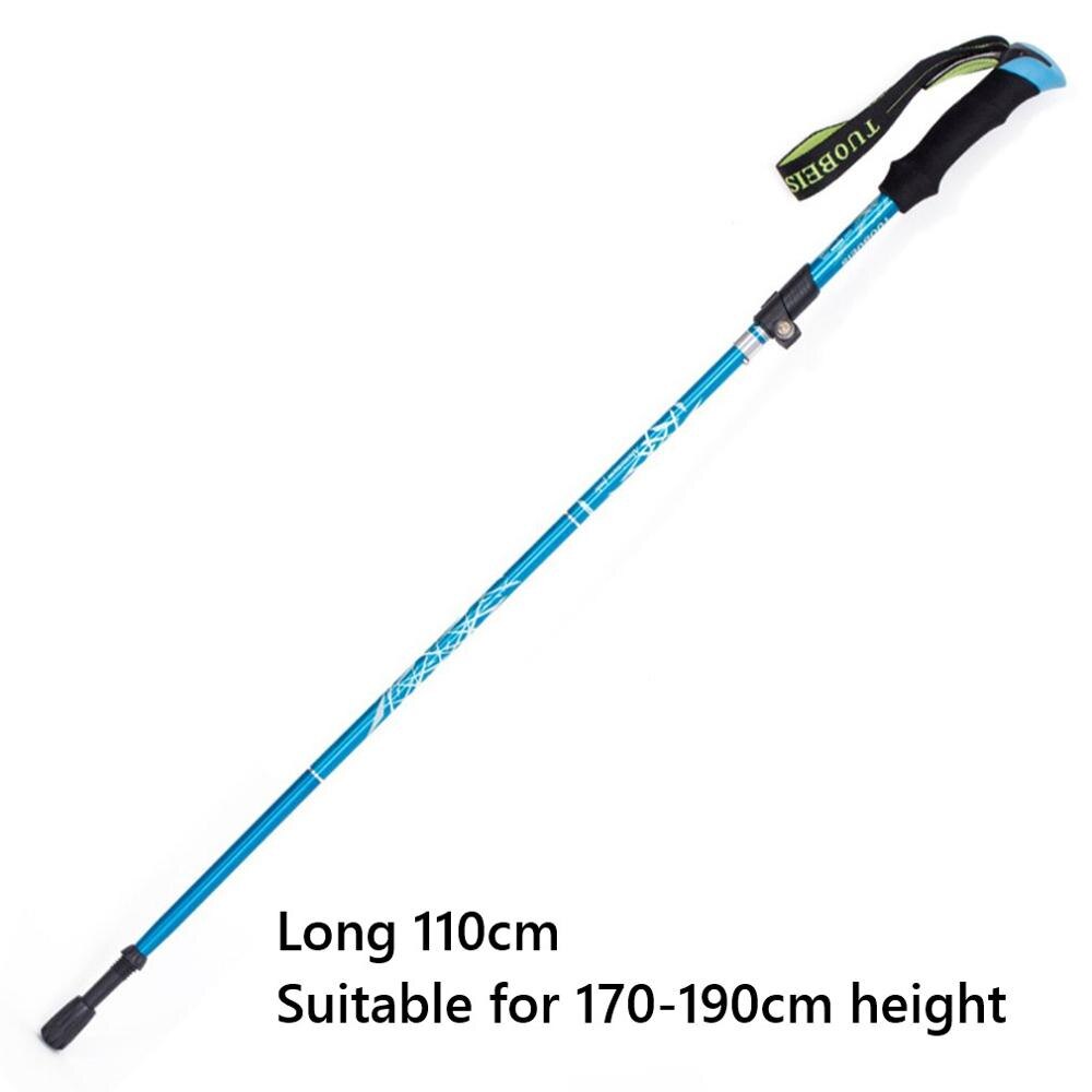 Hiking Poles Aluminum Alloy Ultra Light Walking Sticks Telescopic Folding Hiking Poles Outdoor Equipment: Sky Blue Long