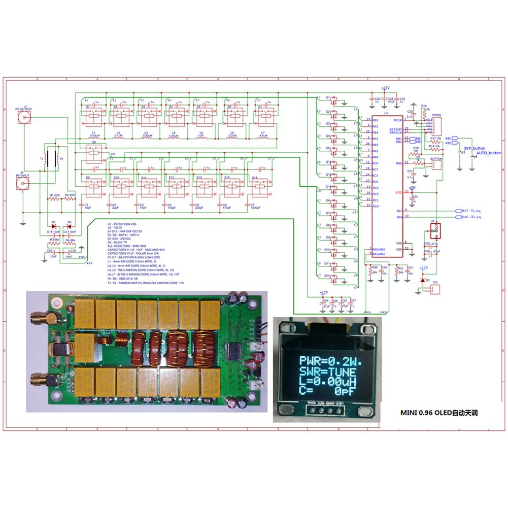 ATU-100 DIY Kits 1.8-50MHz Manual Antenna Tuner ATU-100mini N7DDC 7x7 + OLED Firmware Programmed/ SMD/Chip Soldered