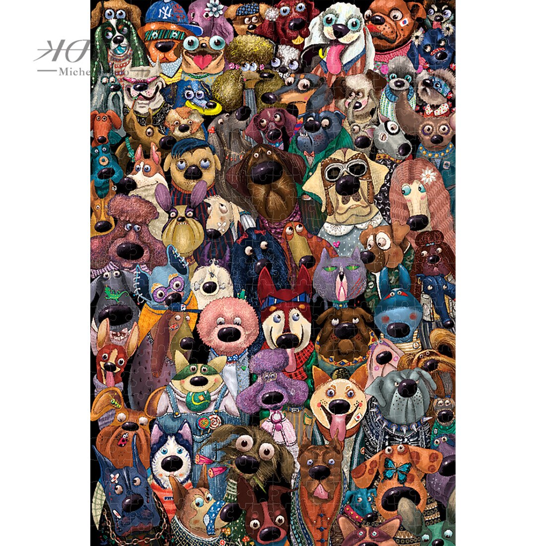 Michelangelo Wooden Jigsaw Puzzles 500 1000 1500 2000 Piece Dog Cartoon Animal Kid Educational Toy Watercolor Painting Art Decor