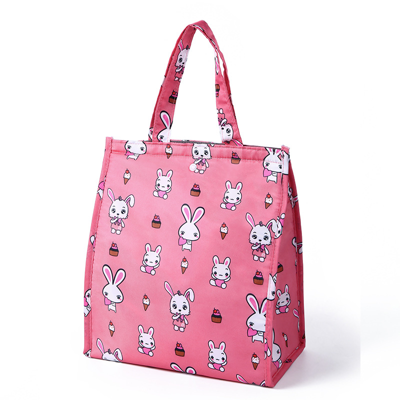 PLEEGA Fresh Insulation Cold Bales Thermal Oxford Lunch Bag Waterproof Convenient Leisure Bag Cute Flamingo Cuctas Tote 1PC: A-Pink rabbit