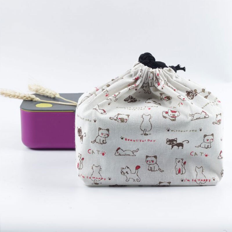 Lunchbox Tas Trekkoord Lunch Bag Bento Tote Pouch Draagbare Kinderen Opbergdoos Japanse Reizen Servies Opbergtas: 7