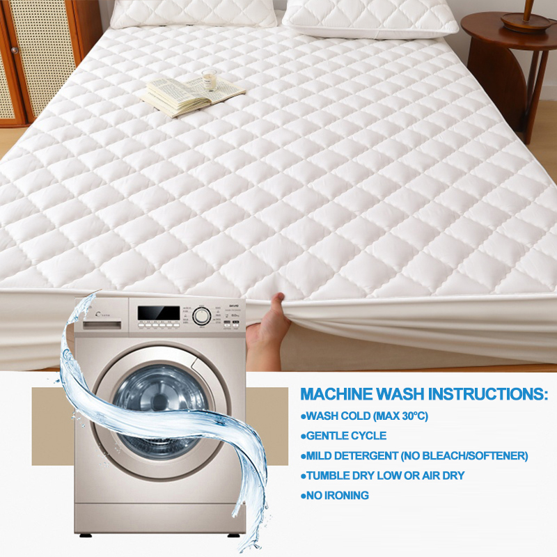 Premium Mattress Protector - Ultra Thick & Breathable Quilted Cotton Top Layer Mattress Cover- Antimicrobial & Noise-Free,White