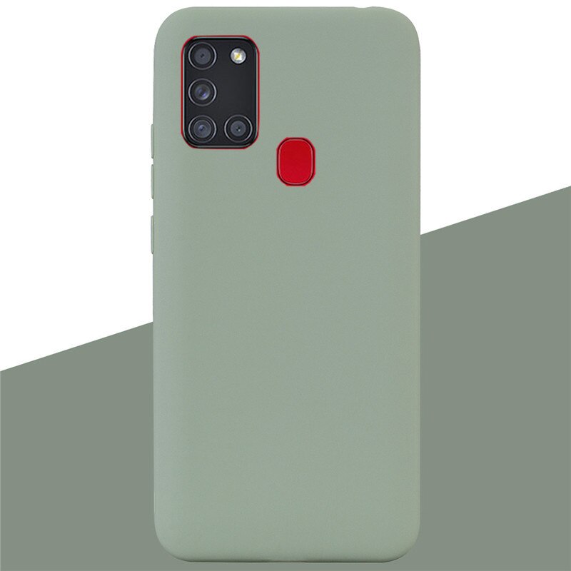 Funda de silicona TPU suave mate para Samsung Galaxy A21S A 21 S A21 S, carcasa trasera para teléfono: 8 Bean Green