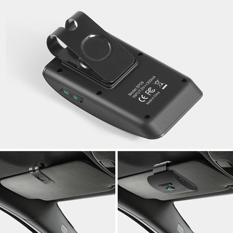 Kit de manos libres Sp09 para teléfono con Bluetooth, altavoz inalámbrico con Bluetooth, Kit de Mp3 multipunto para coche con Clip para visera solar