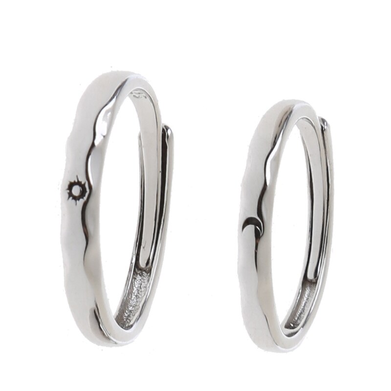 2Pcs Zon En Maan Minnaar Paar Ringen Set Promise Wedding Bands Voor Hem En Haar: B