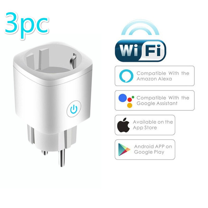 EU Smart Plug WiFi Socket Remote Control Timing Function Tuya SmartLife APP Control Work With Alexa Google Assistant: 3pc