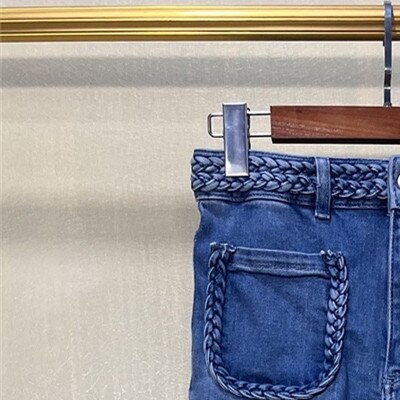 Chaleco vaquero trenzado de Color liso para mujer, chaqueta y abrigo informal sin mangas, de primavera y verano, novedad de 2022: Pants / M