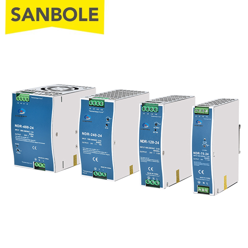 Ndr -120w 75/150/240w 5v ~ 24v switchläge nätaggregat ac dc för elektrisk utrustning ultratunn din-skena fabrik