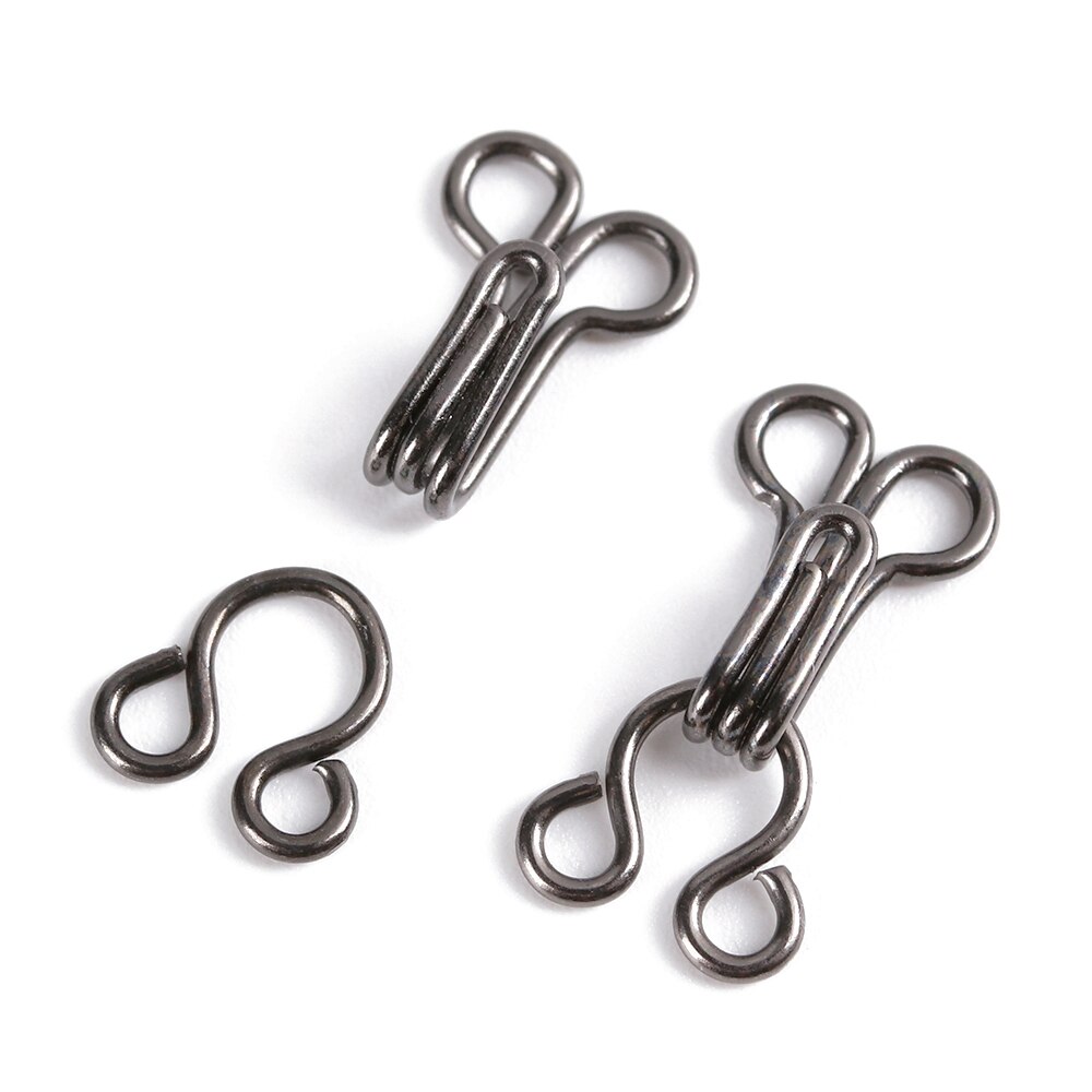 Gancho de costura Invisible para ropa interior, hebilla de Metal, botón para cuello, suéter, accesorios, ganchos para sujetador, 100 Uds.: Black / 14mm