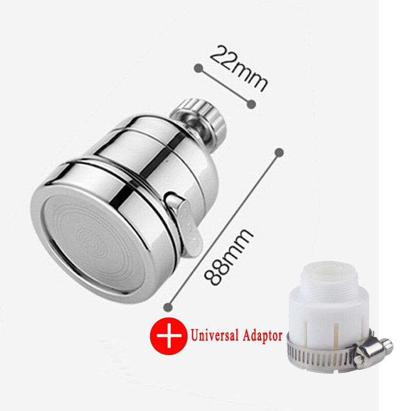 3 Modes 360 Draaibare Tap Spuit Flexibele Kraan Hoofd Beluchter Diffuser Nozzle Verstelbare Booster Adapter Kranen Mixer Waskolf: 8.8cm with adapter