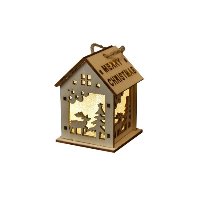 Festival LED Licht Weihnachten Baum Dekorationen Für Haus Holz Haus Nizza Beleuchtet Holz Haus DIY Fenster Dekoration: Hirsch-S