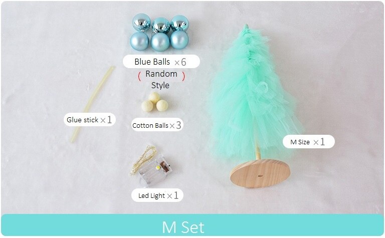 Christmas Tree Light Yarn DIY Christmas Tree Set with Accessories: Blue M set