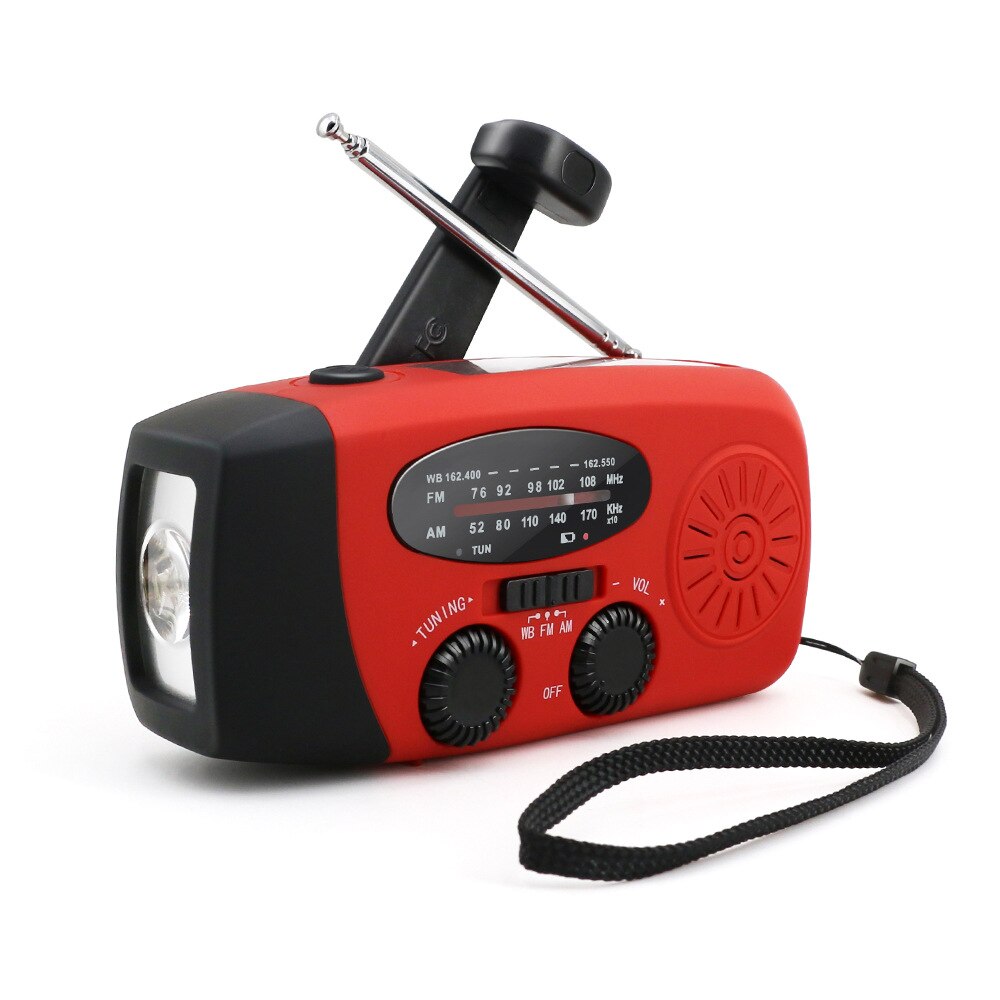 Caricatore USB manovella banca di energia esterna elettrica dinamo torcia multifunzione Radio di emergenza portatile ad energia solare: Default Title