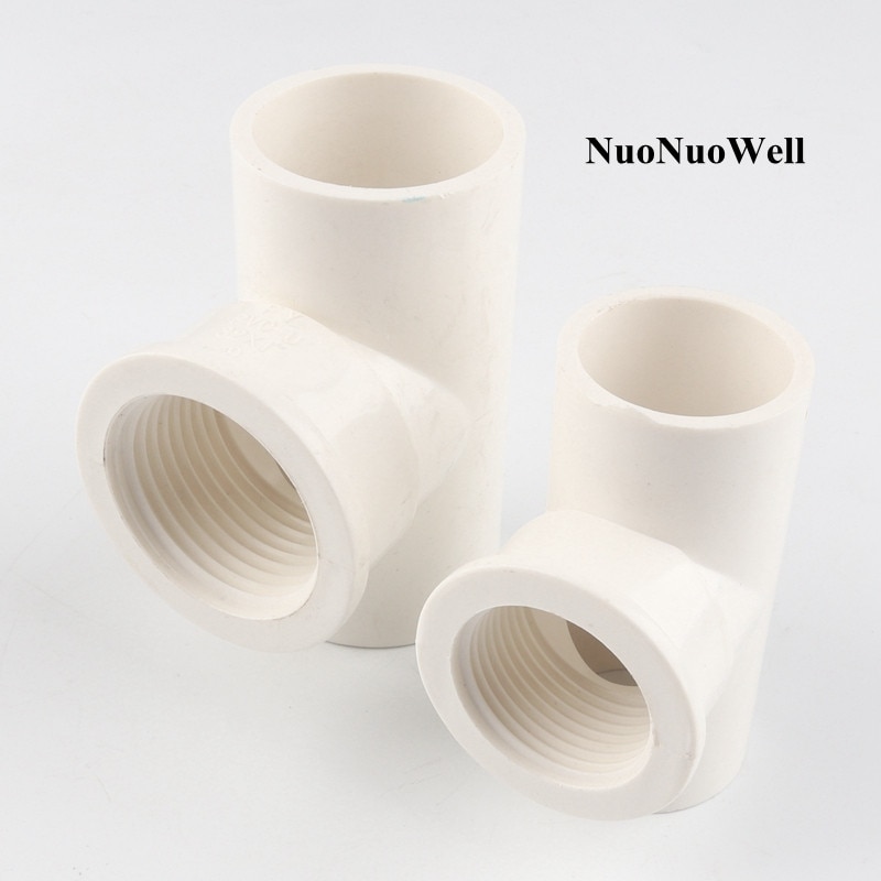 2pcs 20~32mm To 1/2"~1" PVC Tee Connector Home Garden Irrigation Water Pipe Connectors Aquarium Fish Tank Tube Joints DIY Tools