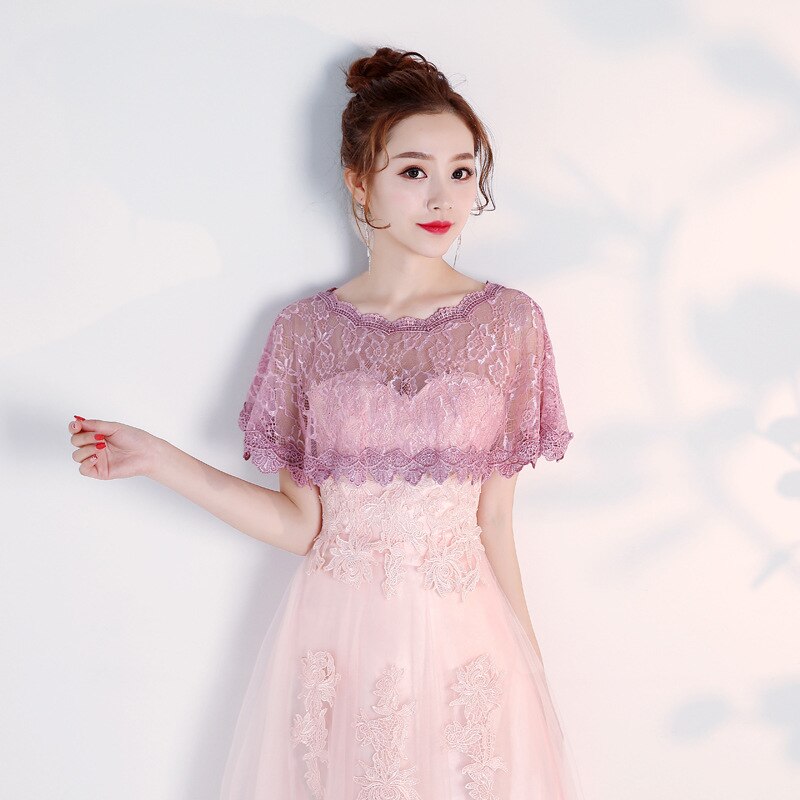 JaneVini Black Evening Shrug White Lace Bridal Wrap Boleros Cape Etole Mariage Women Short Wedding Bolero Jacket: Same as picture