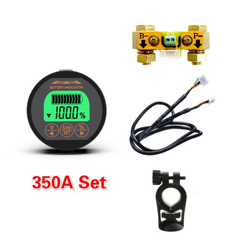 Electric Bike Battery Tester Battery Capacity Monitor Indicator E-bike Lithium Battery Ammeter Voltmeter Voltage Current Meter: 350A Set