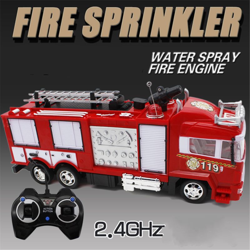 With whistle Water Spray Fire Truck Music Light Battery models Remote Control Car Kids Toy Boy Suit series