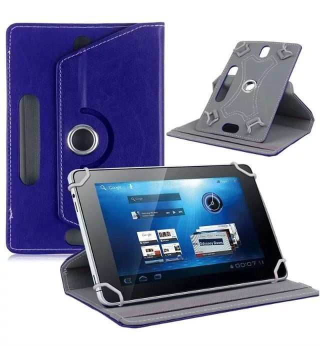 For Medion LifeTab S9714 10 inch/E10315 E10311 10.1 inch Universal Tablet PU Leather Cover Case 360 Degree Rotating Free Pen: Dark blue
