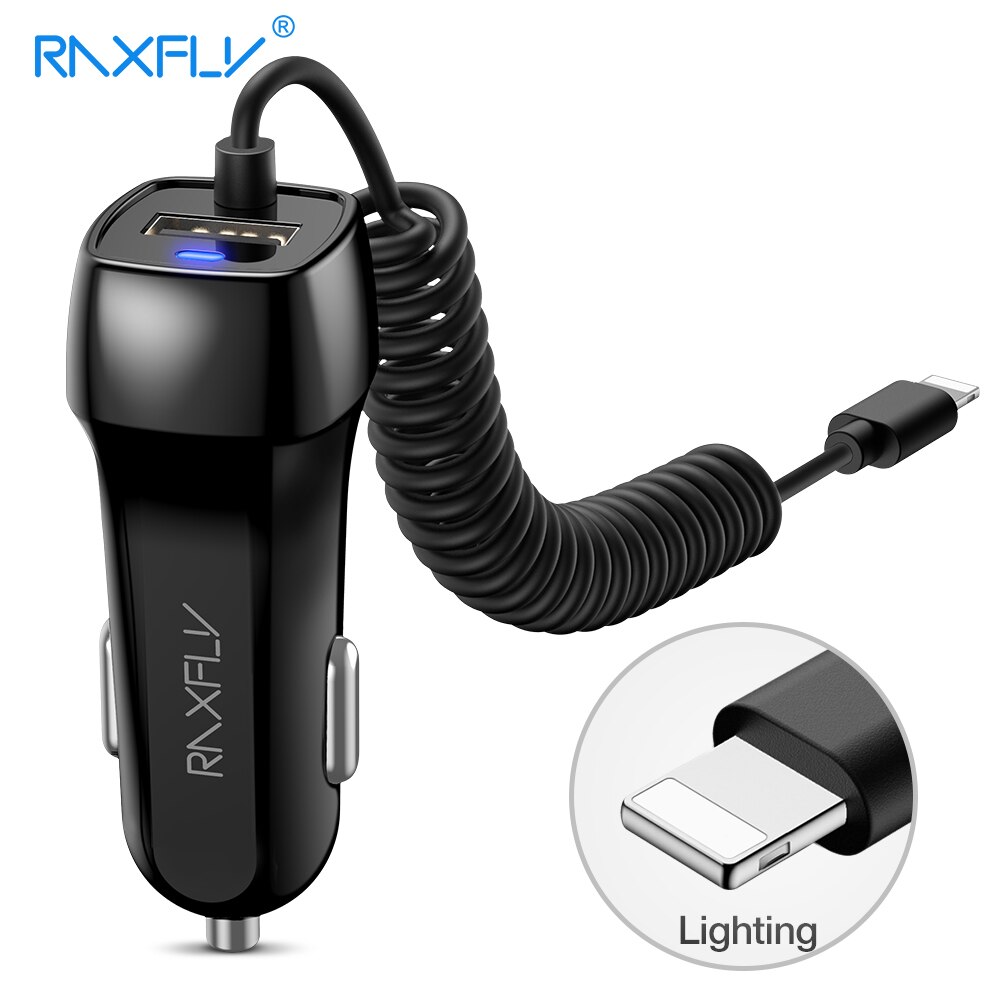 RAXFLY USB Auto Ladegerät Mit Mikro USB Typ C Beleuchtung Kabel Auto Ladung Für iPhone X XR XSMax Auto USB Adapter Für Samsung S8 S9