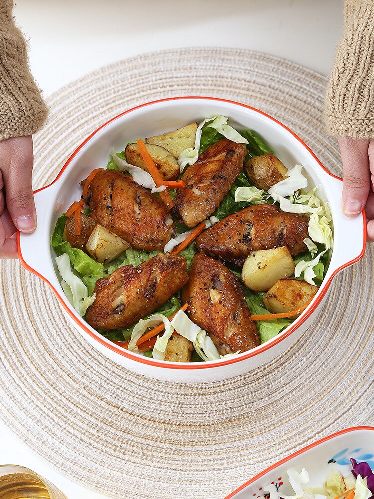 Bakeware ceramic oven air fryer special plate home girl heart tableware plate fruit breakfast dinner