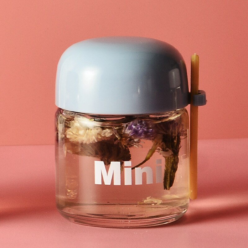 Mini bouteille d'eau en verre de 150ml, petite tasse d'eau Portable coréenne, tasse réutilisable de voyage, tasse en verre anti-fuite pour enfants: Bleu