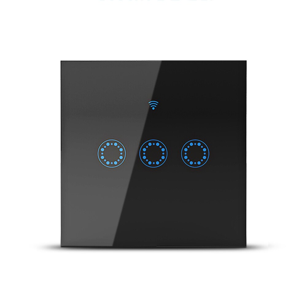 1/2/3 Gang Smart WiFi Light Switch Interruptor Touch Wall Power Switch App Remote Control Intellegent Switch For Alexa/Echo Home: Black / 3-Gang