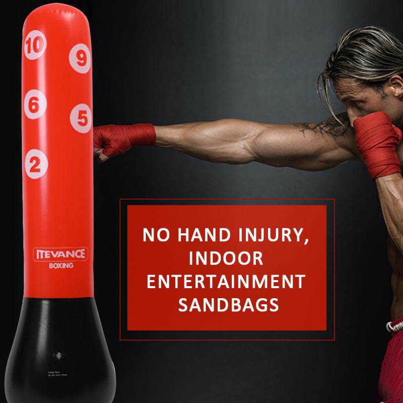 1.6M Boxing Punching Bag Training Pressure Relief Bounce Back Inflatable Sandbag Free Standing Boxing Indoor Muscle Training